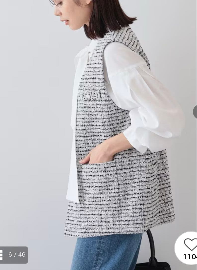 INDIVI ツイードジレ＆ボウタイブラウス