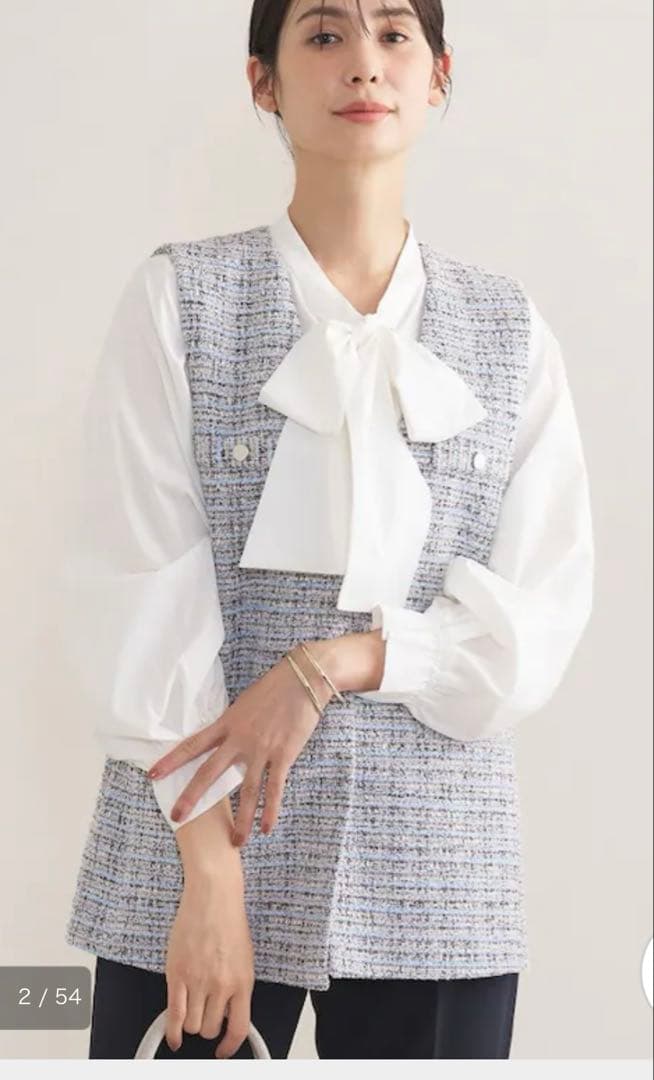 INDIVI ツイードジレ＆ボウタイブラウス