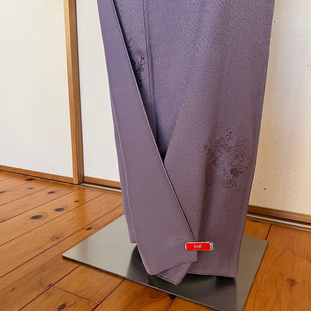 ちゃけん様 正絹 ちりめん スワトウ刺繍 色無地