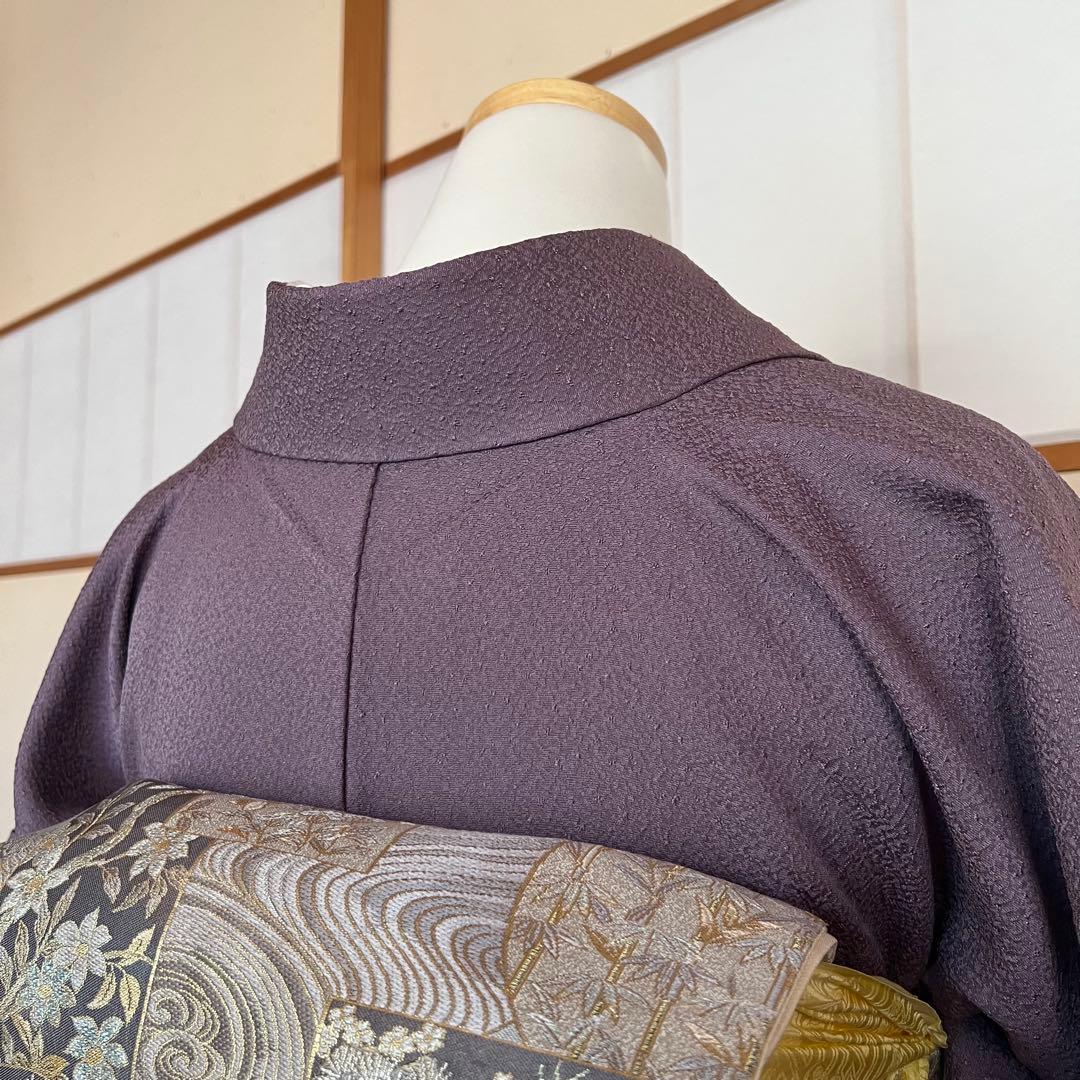 ちゃけん様 正絹 ちりめん スワトウ刺繍 色無地