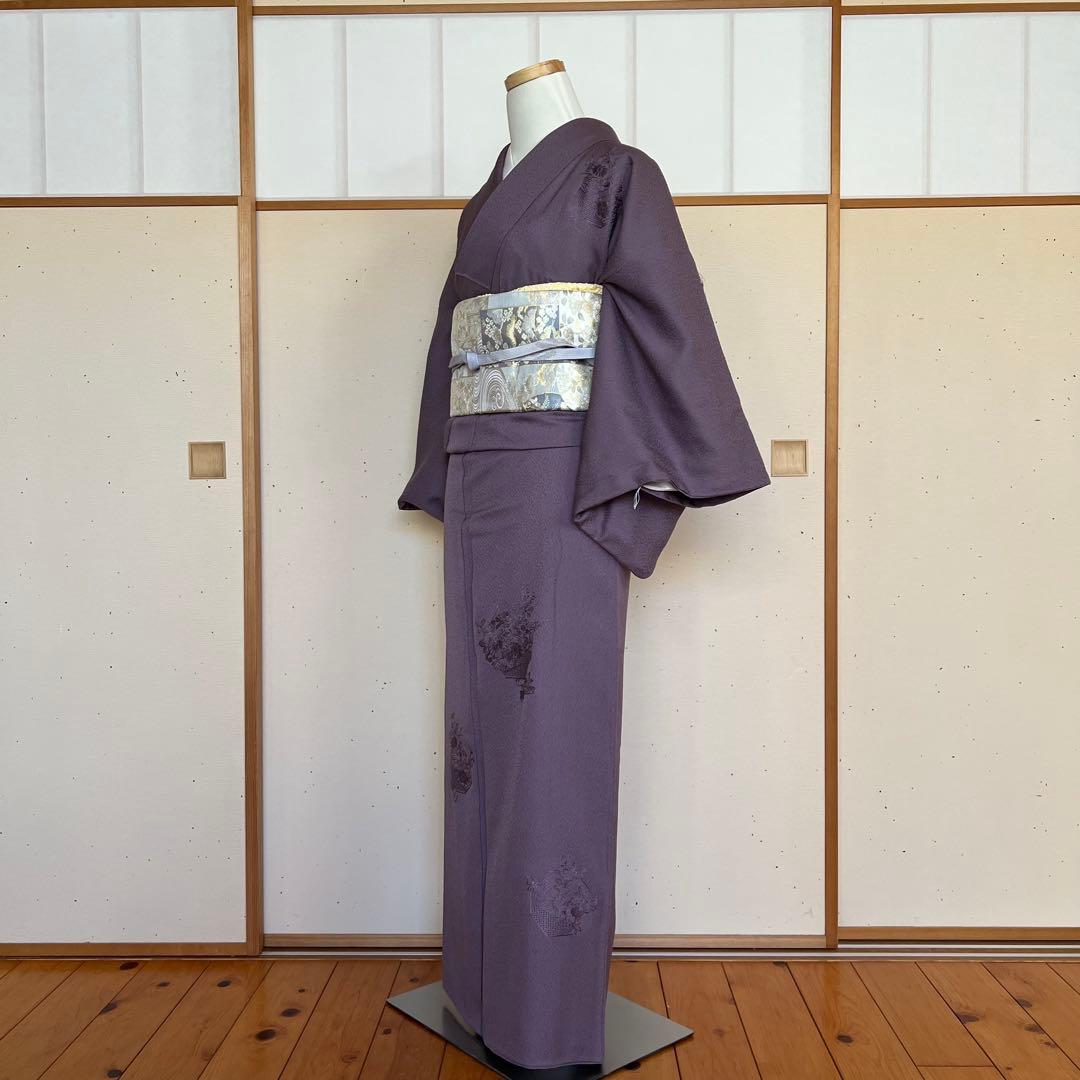 ちゃけん様 正絹 ちりめん スワトウ刺繍 色無地