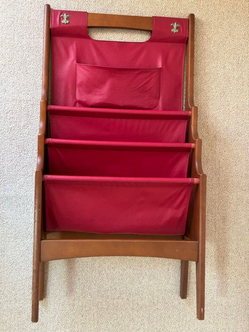 当時物　昭和レトロ　オールドカリモク マガジンラック ヴィンテージ　 本棚　書架