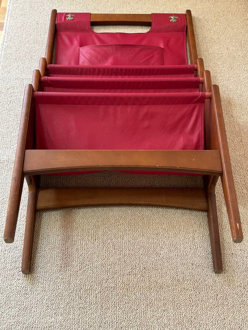 当時物　昭和レトロ　オールドカリモク マガジンラック ヴィンテージ　 本棚　書架