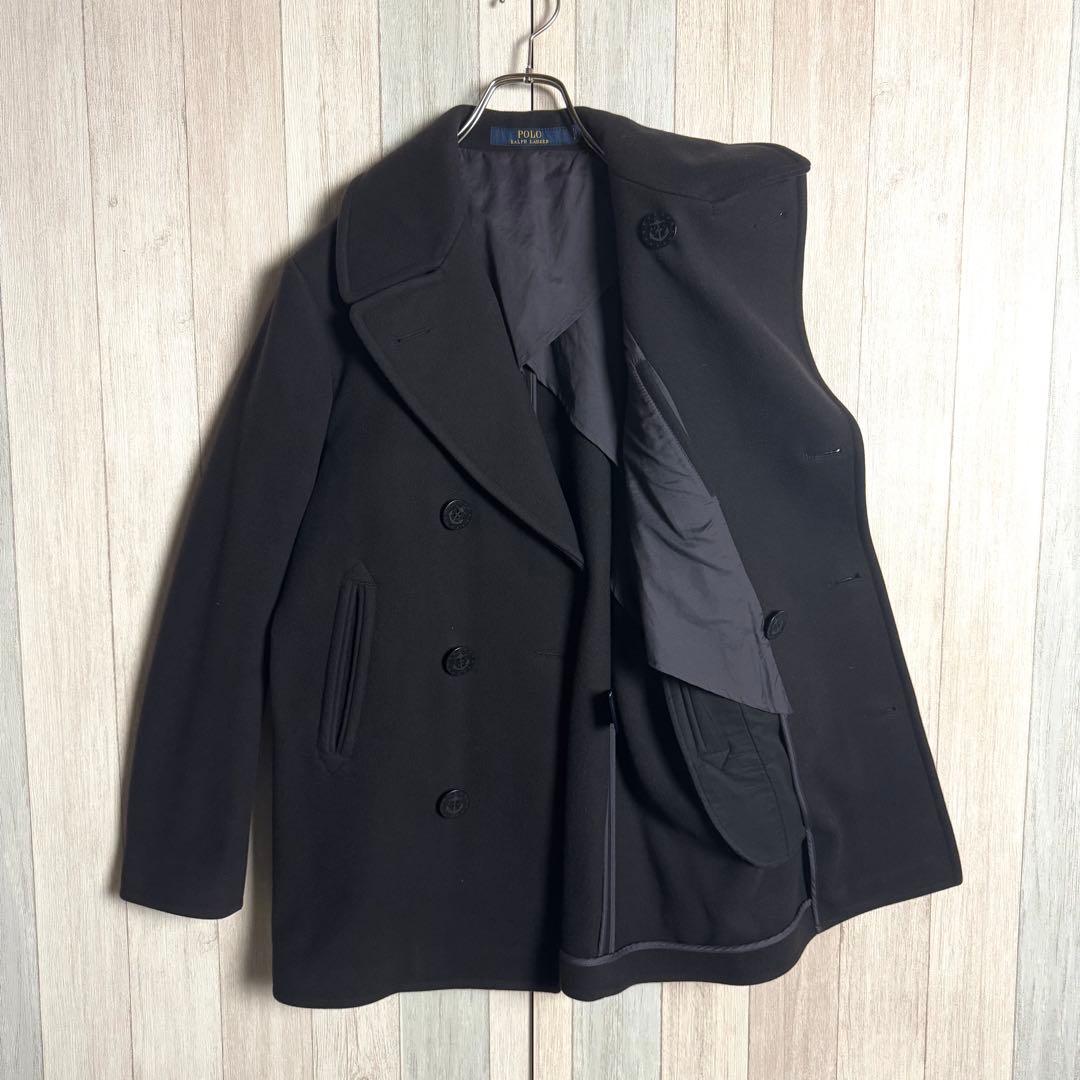 3271【希少イタリア製・美品】現行 ラルフローレン メルトンウール ピーコート