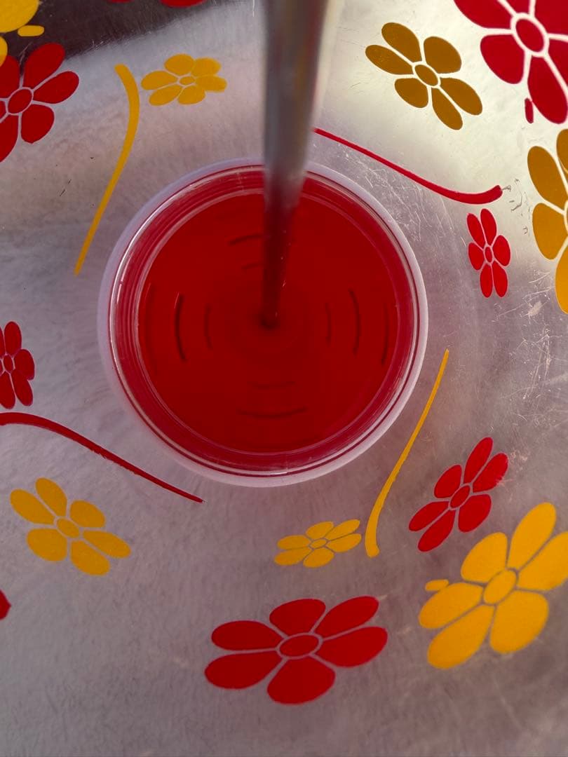 昭和レトロ　トーワ　TOWA 箸立て　レトロ箸立　食堂　当時物　花柄　赤色