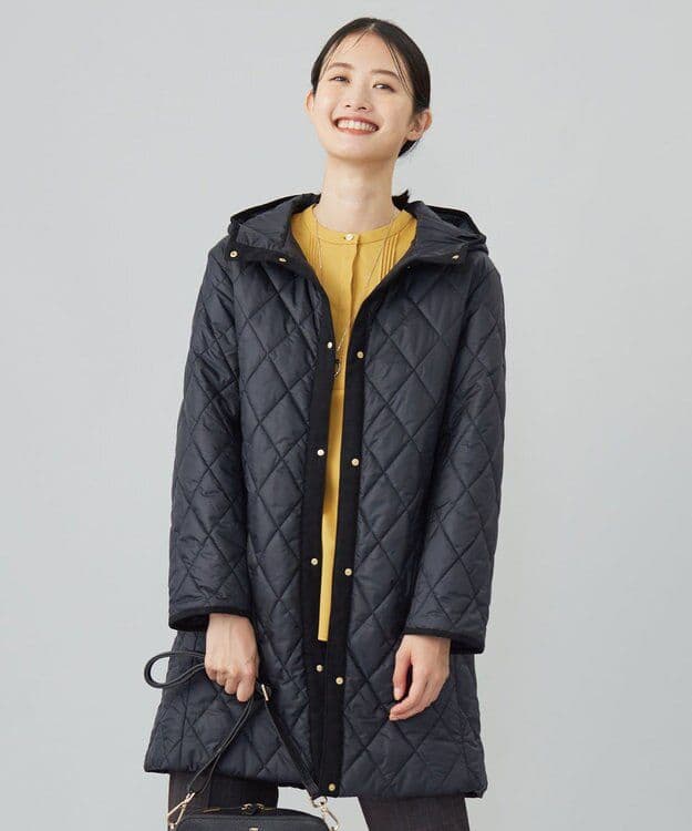 ジェイプレスレディス【洗える】 コンパクトタフタキルティング フーデッド コート