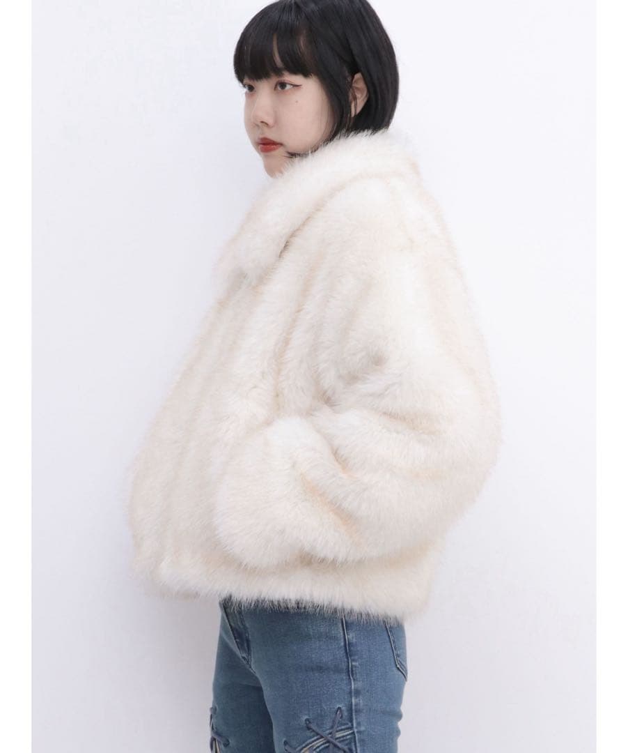 【最終値下げ】jouetie ベルトミドルファーコート　アイボリー