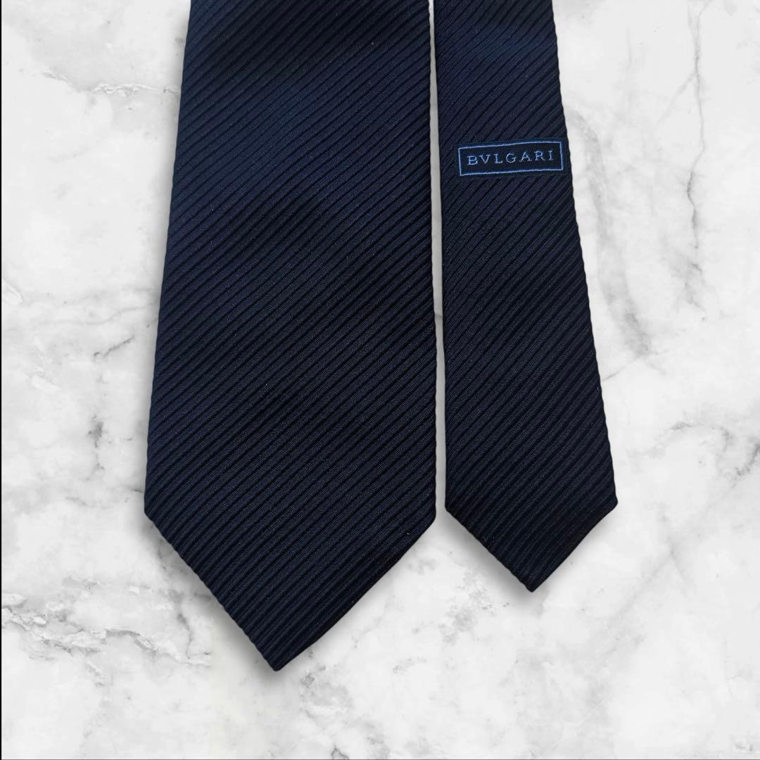 【専用】ブルガリ　ソリッド　ネクタイ　セッテピエゲ　黒　水色　大剣9cm