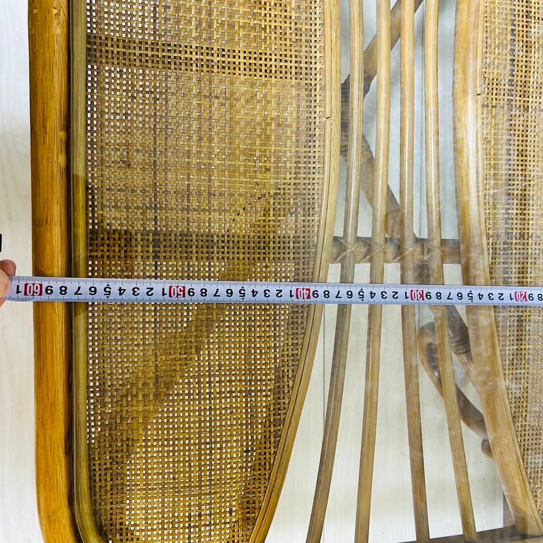 【美品】昭和レトロ ラタン ガラス天板 センターテーブル ローテーブル