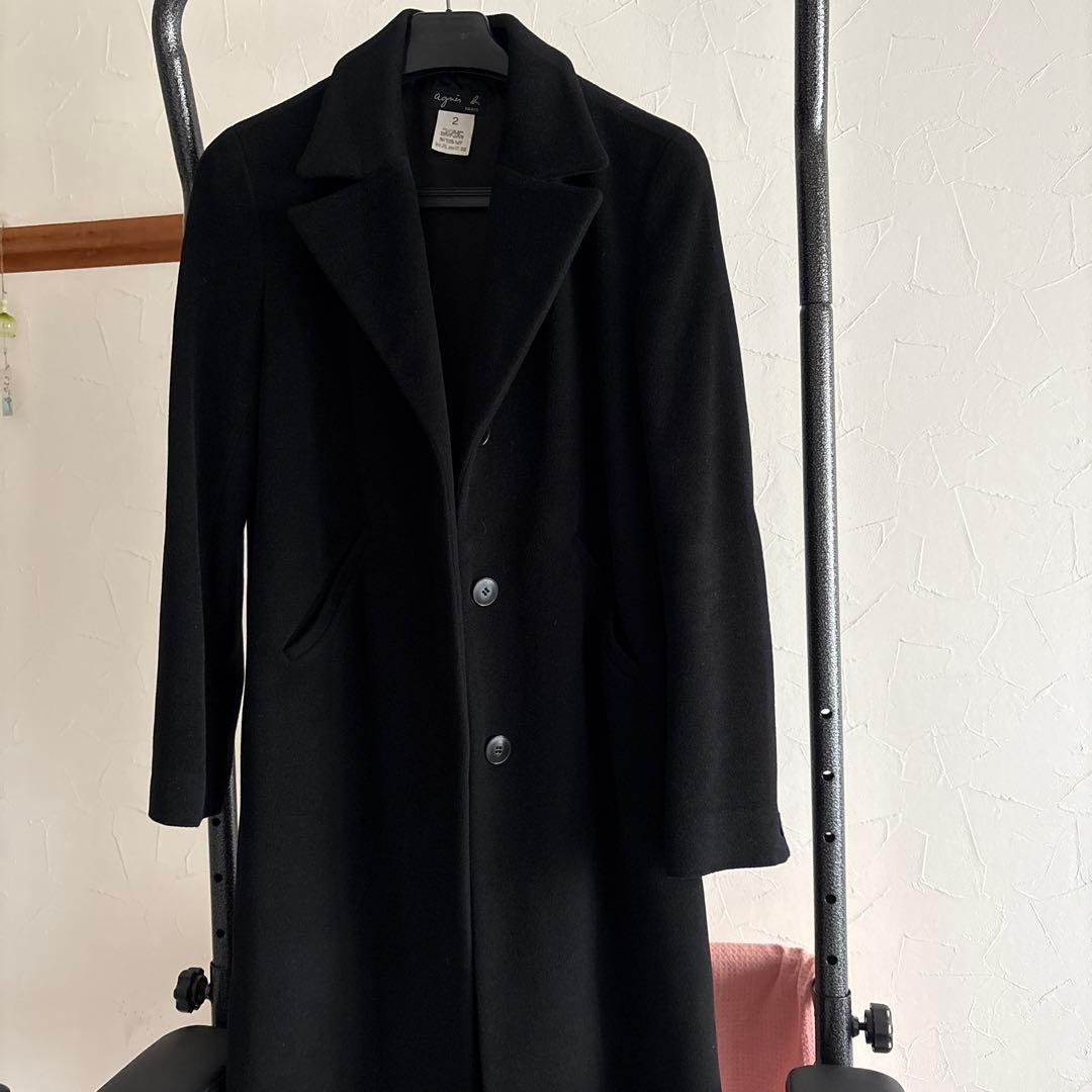 agnis b. ブラック チェスターコート サイズ2