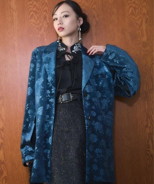 【美品】HARE　 ヴィンテージソデアキビッグテーラージャケット　ブルー×ベロア