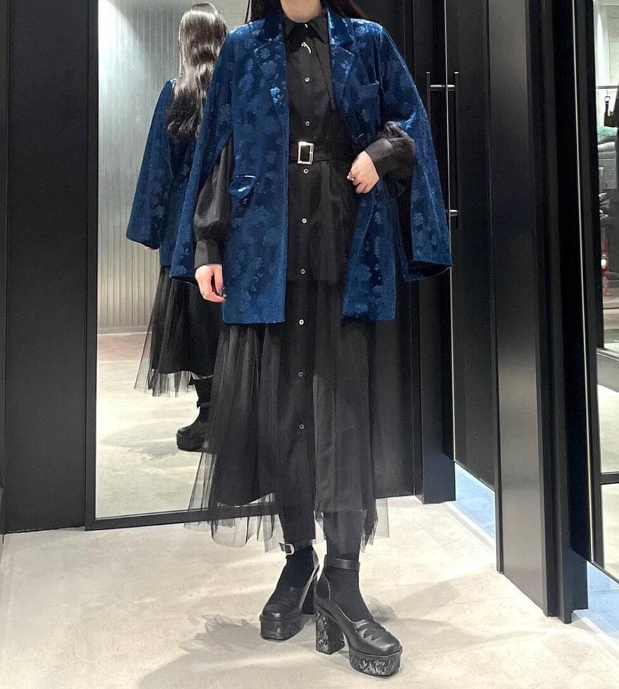 【美品】HARE　 ヴィンテージソデアキビッグテーラージャケット　ブルー×ベロア