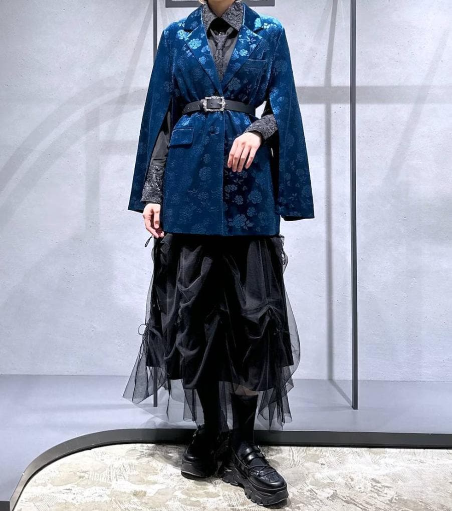 【美品】HARE　 ヴィンテージソデアキビッグテーラージャケット　ブルー×ベロア