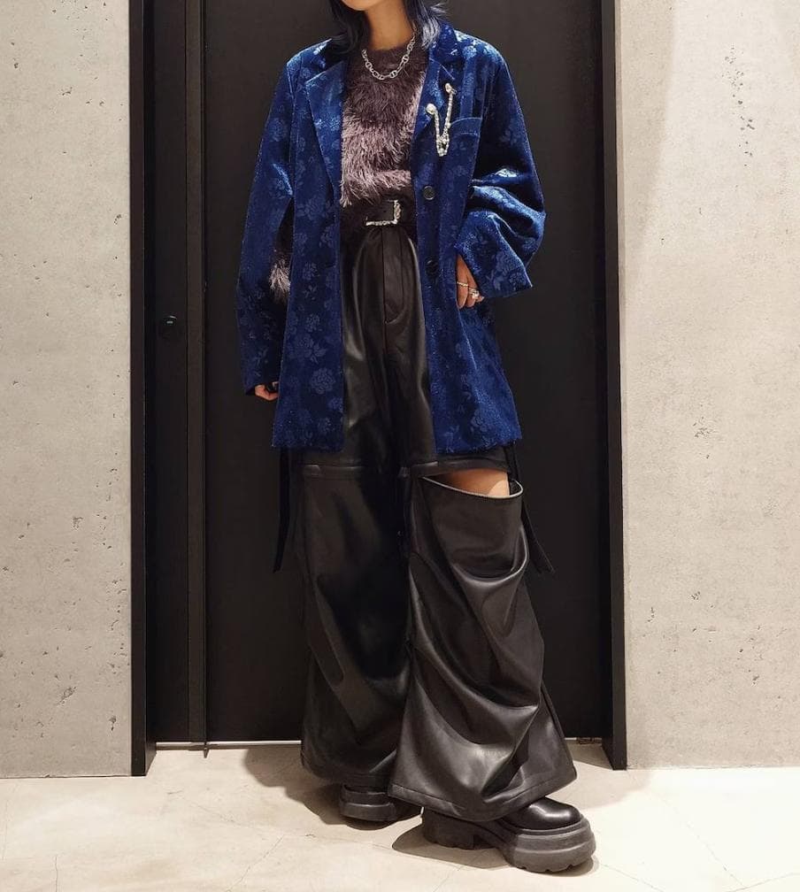 【美品】HARE　 ヴィンテージソデアキビッグテーラージャケット　ブルー×ベロア