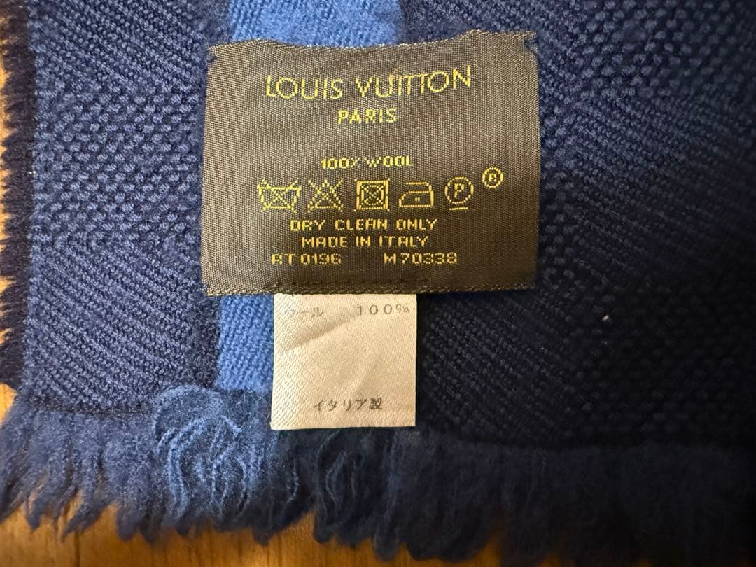 【値下】Louis Vuitton ネイビー チェック マフラー　ウール