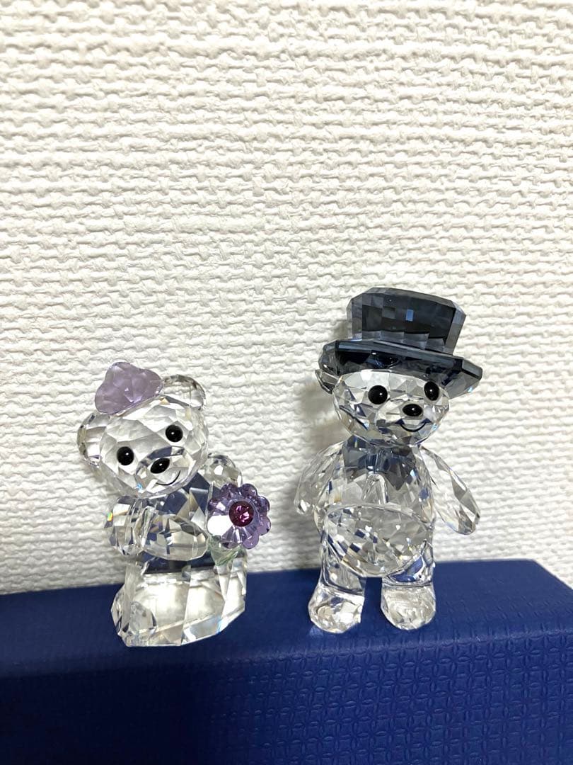 美品　Swarovskiスワロフスキー　あなたとわたし　クリスベア　ウェディング