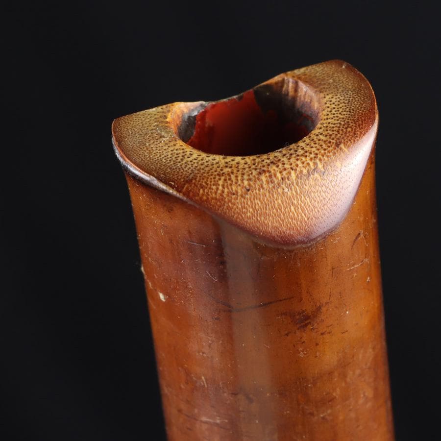 Y3273-4 琴古流 尺八 隆風銘 銀三線 螺鈿細工 全長54.5㎝ 竹製