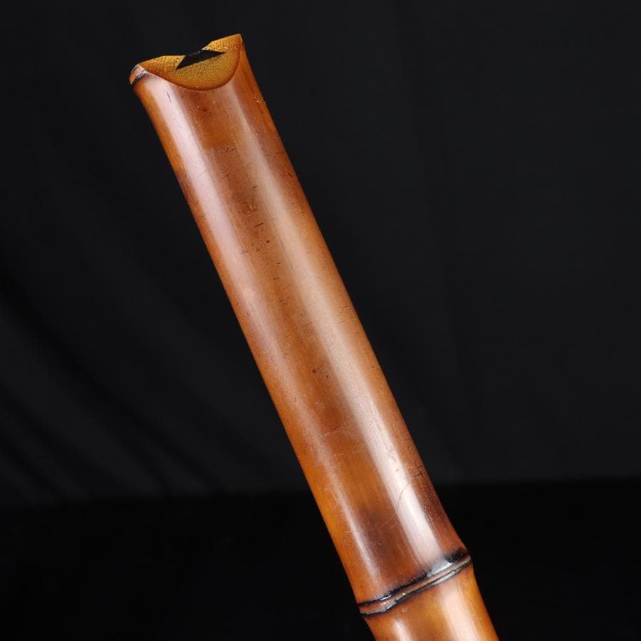 Y3273-4 琴古流 尺八 隆風銘 銀三線 螺鈿細工 全長54.5㎝ 竹製