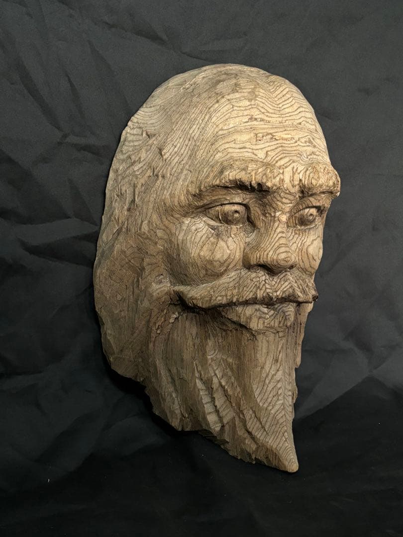 木彫 面 作家物 アイヌ彫刻 在名有り オブジェ インテリア