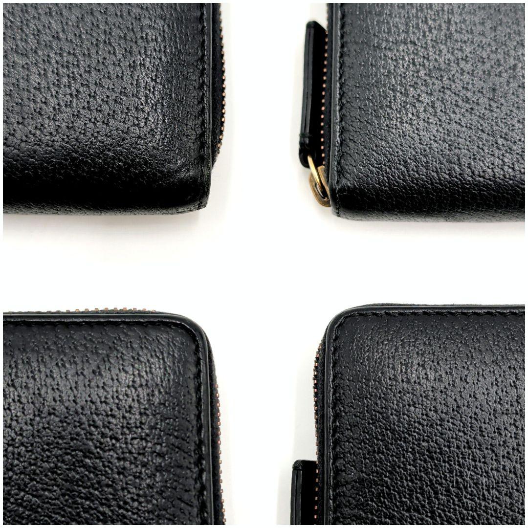 極美品 GUCCI アニマリエ ゴールドビー 長財布 グッチ レザー ブラック