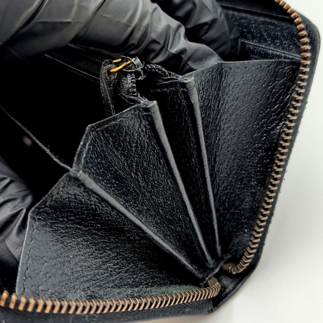 極美品 GUCCI アニマリエ ゴールドビー 長財布 グッチ レザー ブラック