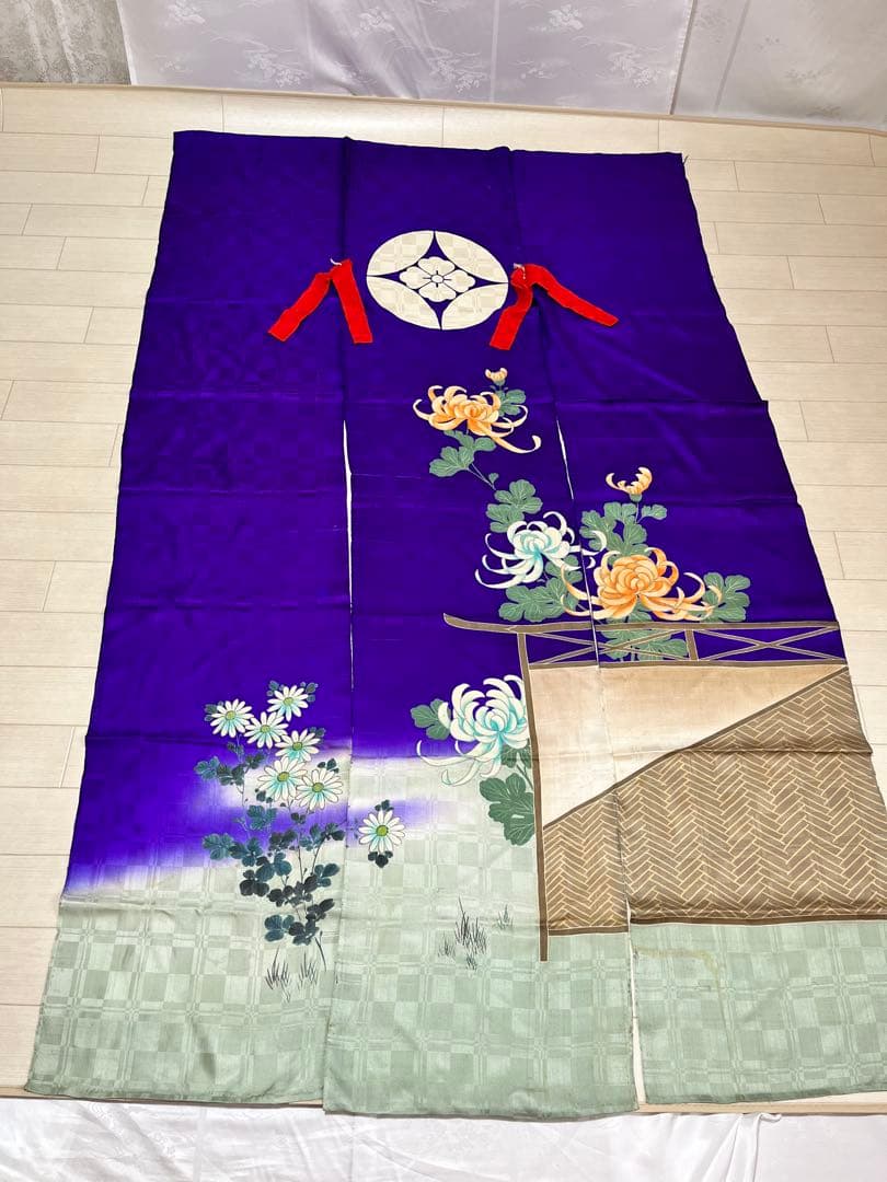 加賀のれん　菊柄　郷土　花嫁のれん