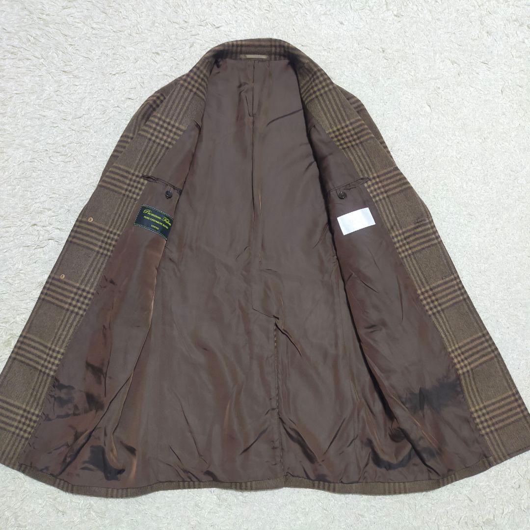 【未使用品】エディフィス・チェスターコート・カシミヤ・ブラウンチェック・タグ付M