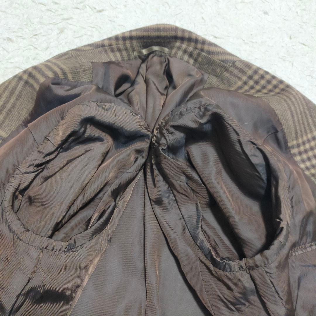 【未使用品】エディフィス・チェスターコート・カシミヤ・ブラウンチェック・タグ付M