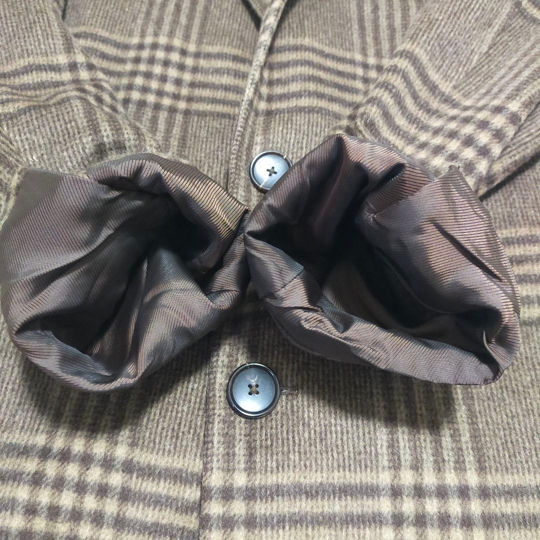 【未使用品】エディフィス・チェスターコート・カシミヤ・ブラウンチェック・タグ付M