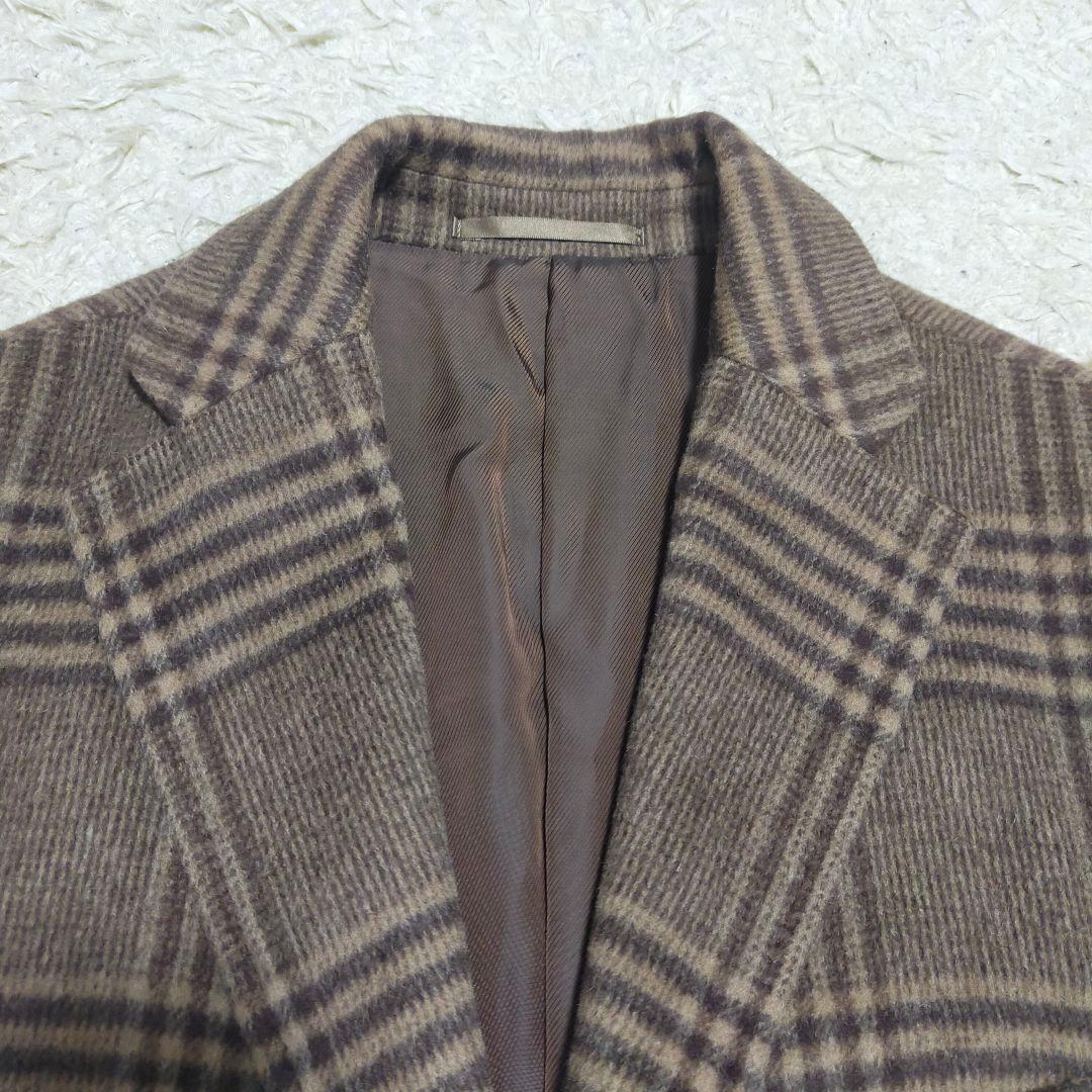 【未使用品】エディフィス・チェスターコート・カシミヤ・ブラウンチェック・タグ付M