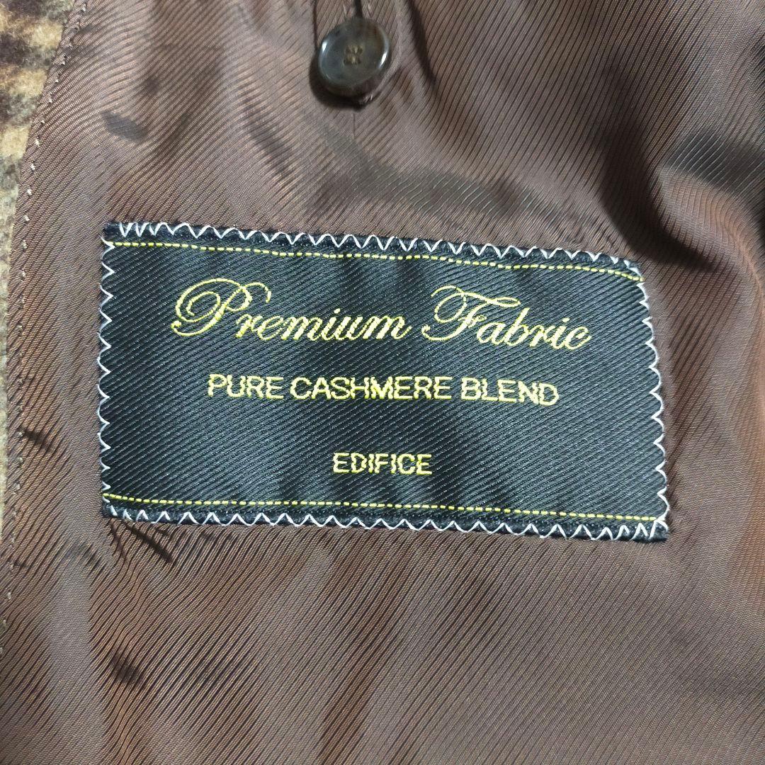 【未使用品】エディフィス・チェスターコート・カシミヤ・ブラウンチェック・タグ付M