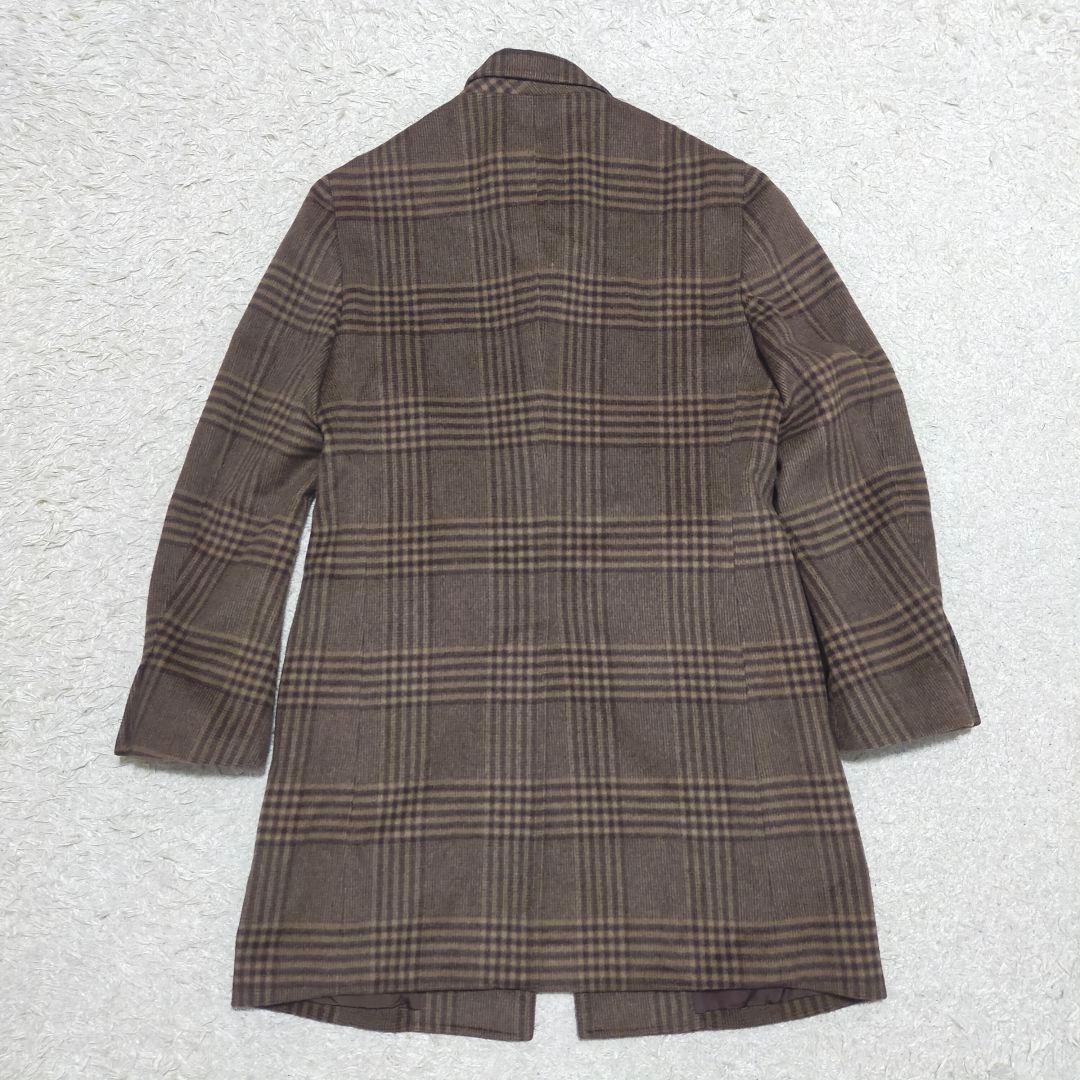 【未使用品】エディフィス・チェスターコート・カシミヤ・ブラウンチェック・タグ付M