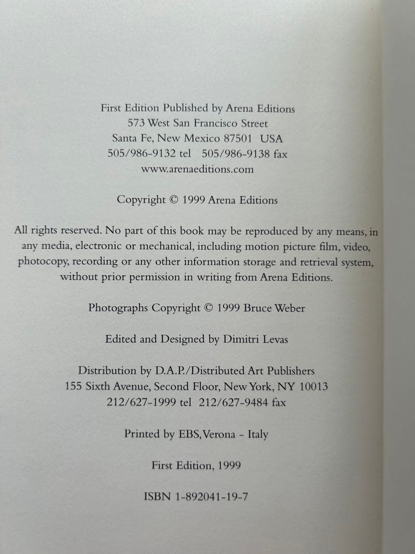 ブルース・ウェーバー　写真集　THE CHOP SUEY CLUB