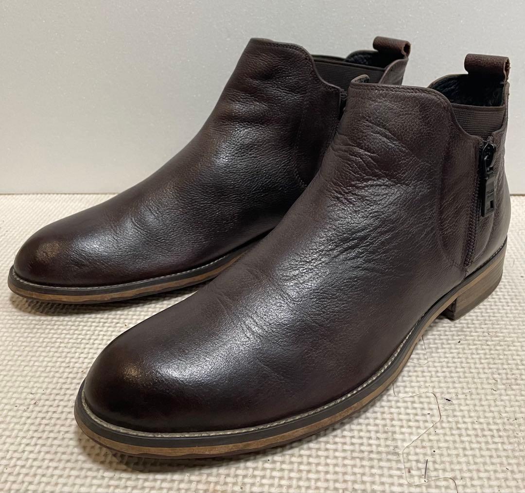 プラダPRADA サイドゴアブーツ38両サイドジッパー焦げ茶 チェルシー