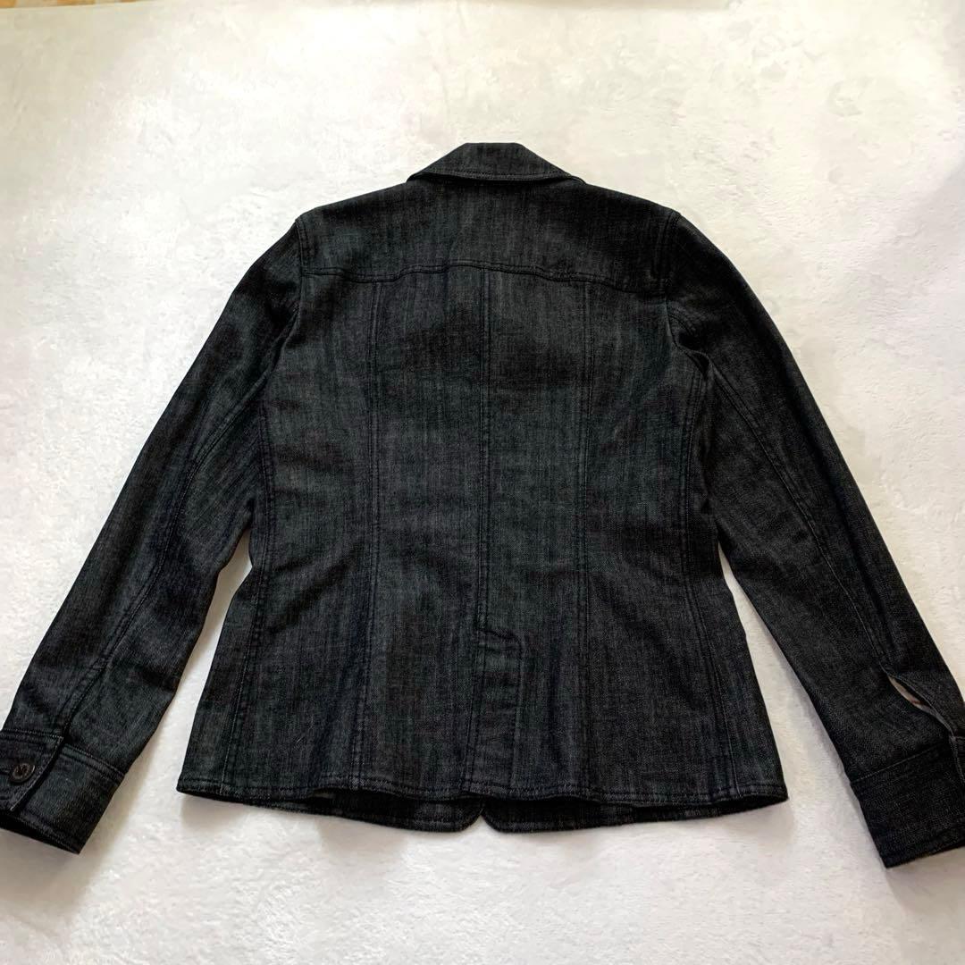 バーバリーロンドン　デニムジャケット　Ｌ　ブラックデニム　ベルト付　ノバチェック