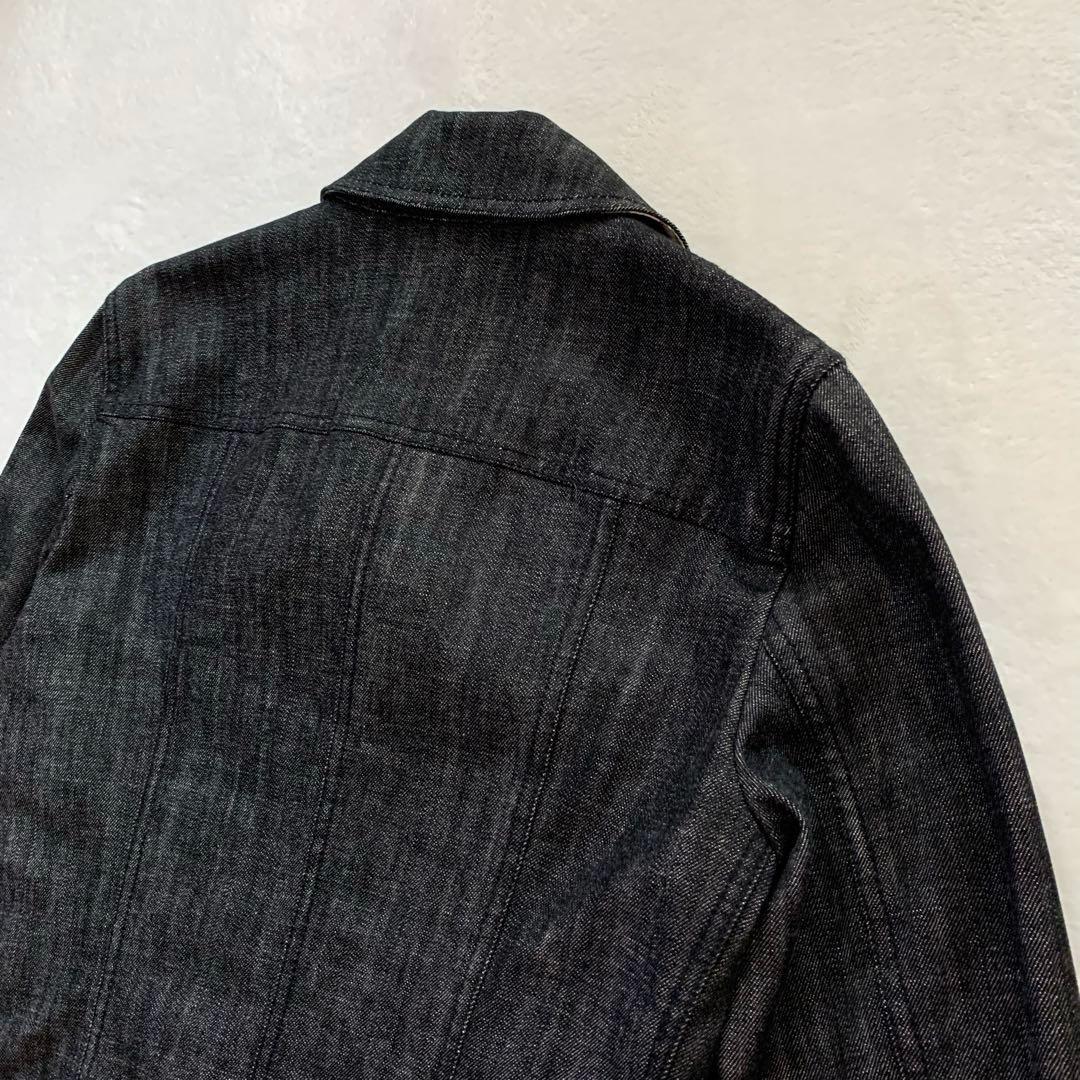 バーバリーロンドン　デニムジャケット　Ｌ　ブラックデニム　ベルト付　ノバチェック