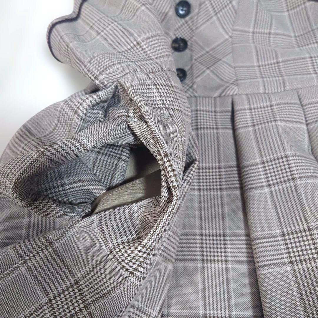 最終ショパンドゥ150　フォーマル５点フルセット　ブラウン系　チェック　タグ付