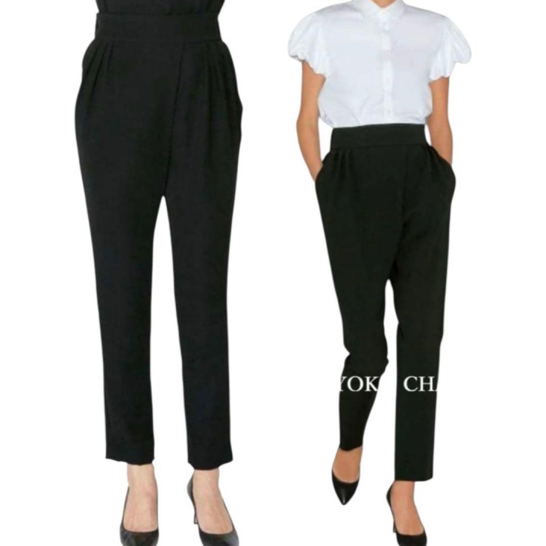 【美品】YOKO CHAN ハイウエストラップパンツ 黒 38 定価7.5万円