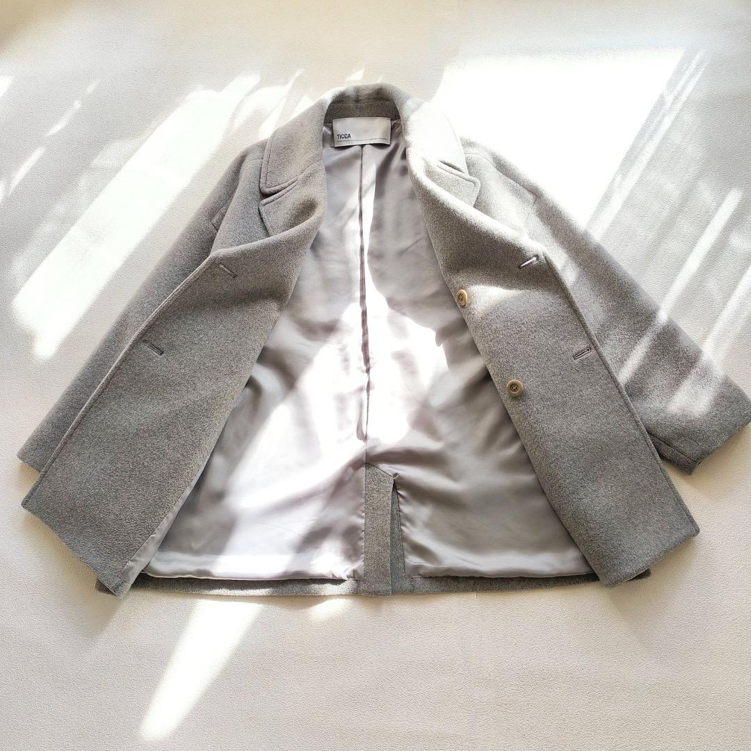 美品 ティッカ TICCA ウール ピーコート コート 2023 AW グレー