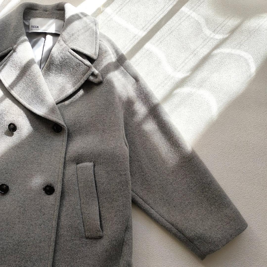 美品 ティッカ TICCA ウール ピーコート コート 2023 AW グレー