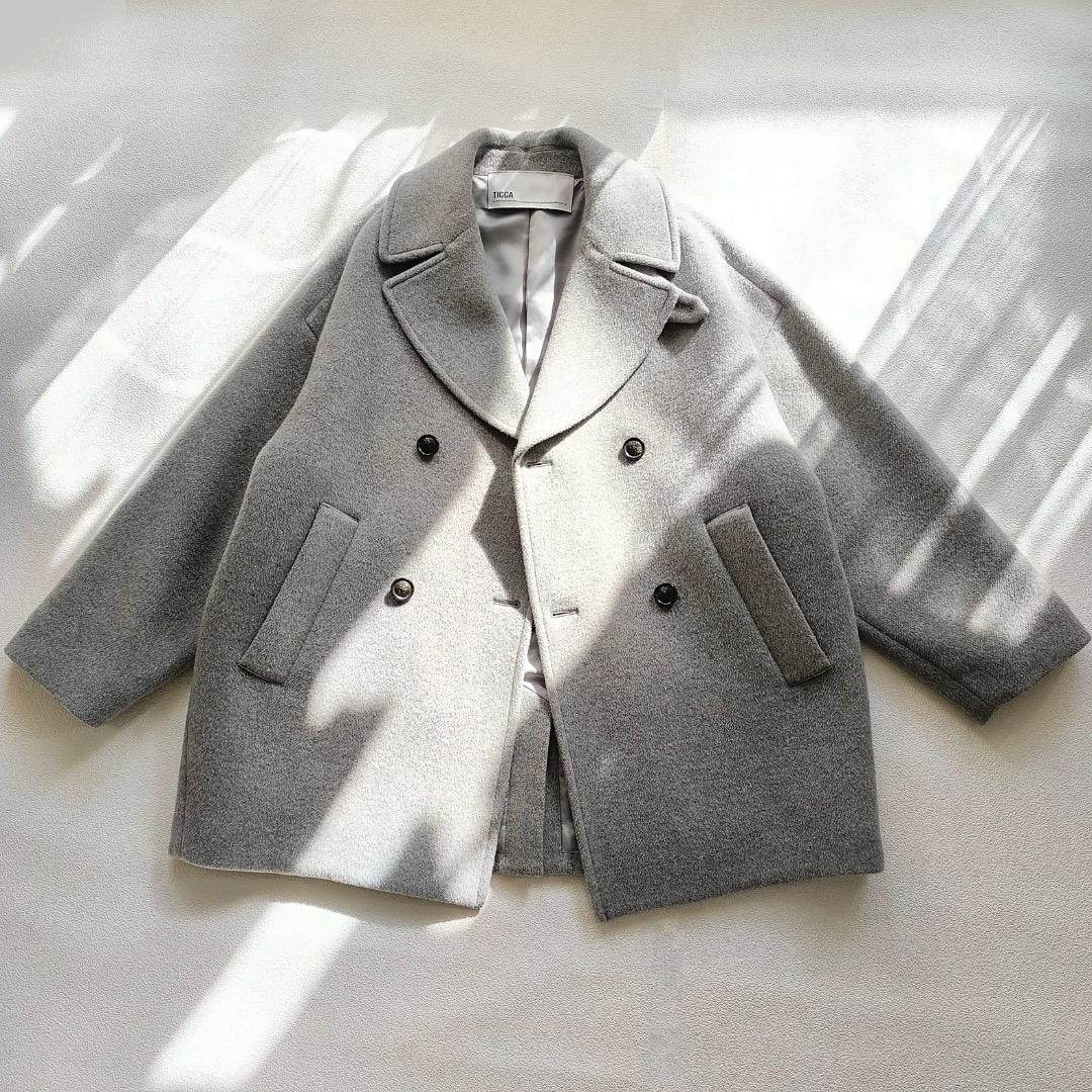 美品 ティッカ TICCA ウール ピーコート コート 2023 AW グレー