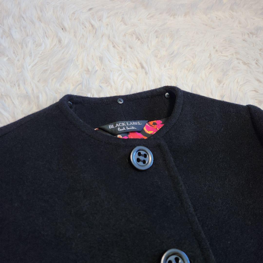 【美品】ポールスミス 2WAY 大きめ XL ウールコート 花柄 ブラック
