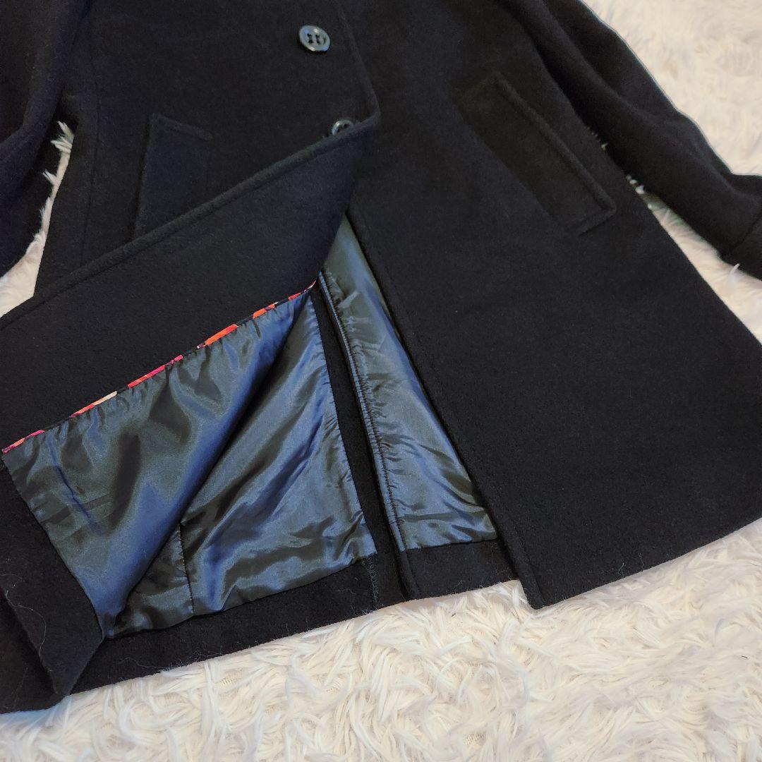 【美品】ポールスミス 2WAY 大きめ XL ウールコート 花柄 ブラック