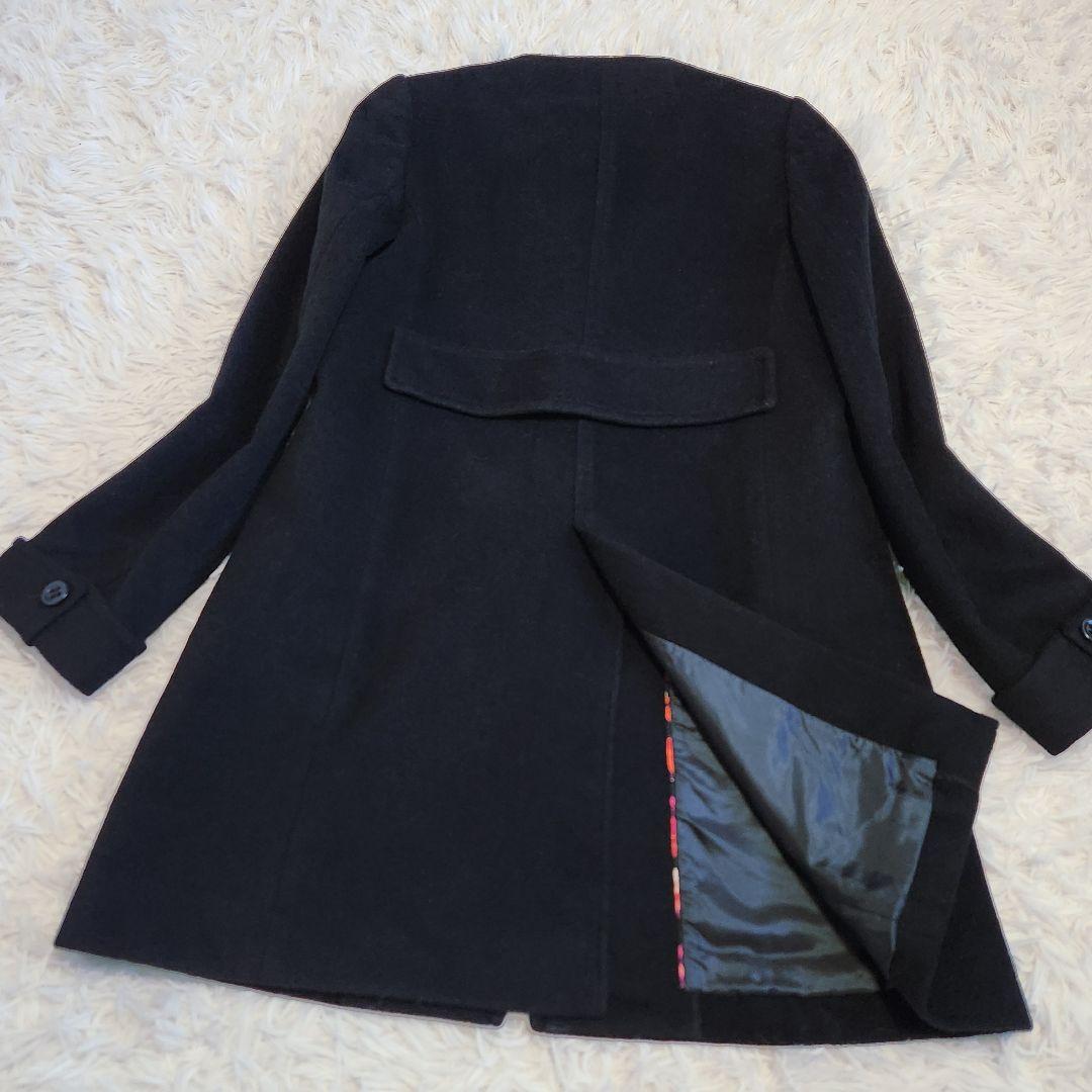 【美品】ポールスミス 2WAY 大きめ XL ウールコート 花柄 ブラック