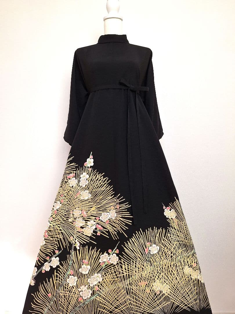 着物リメイクワンピース3656