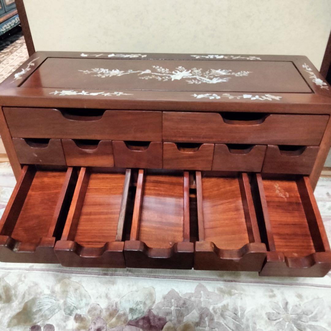 花梨無垢　唐木家具螺鈿細工薬箪笥　アクセサリーケース特価出品