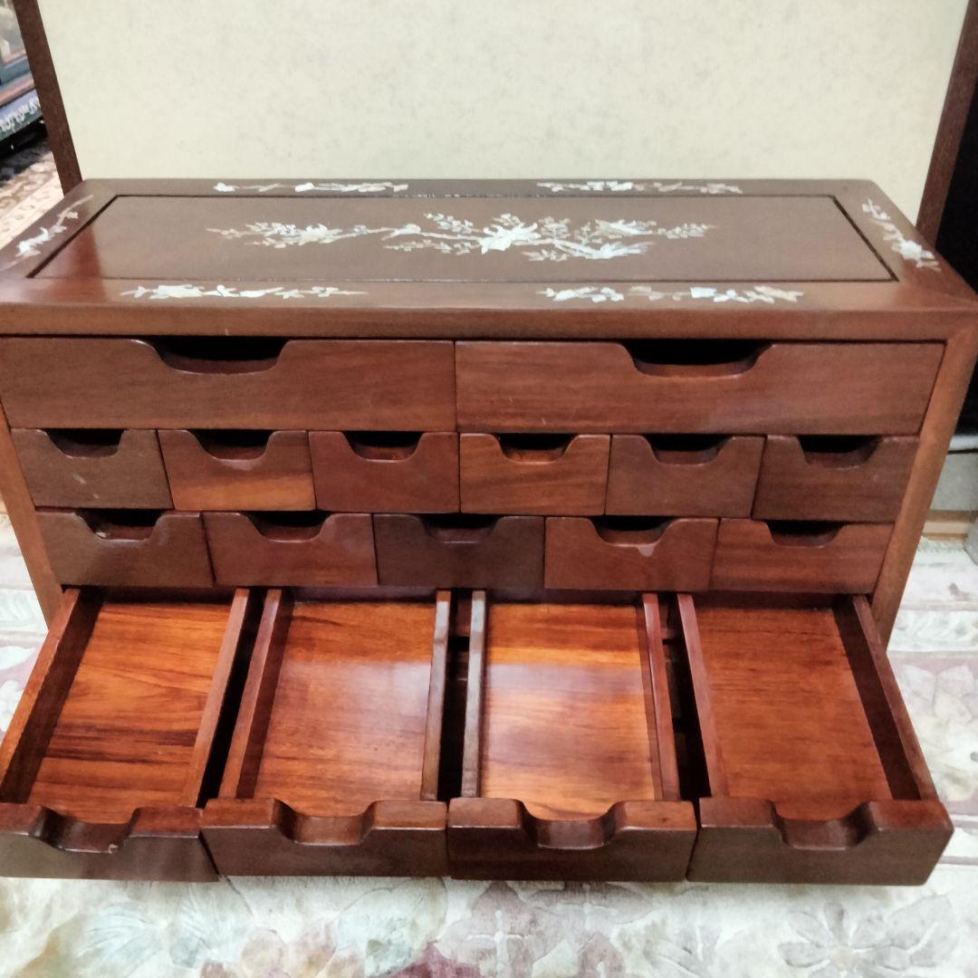 花梨無垢　唐木家具螺鈿細工薬箪笥　アクセサリーケース特価出品