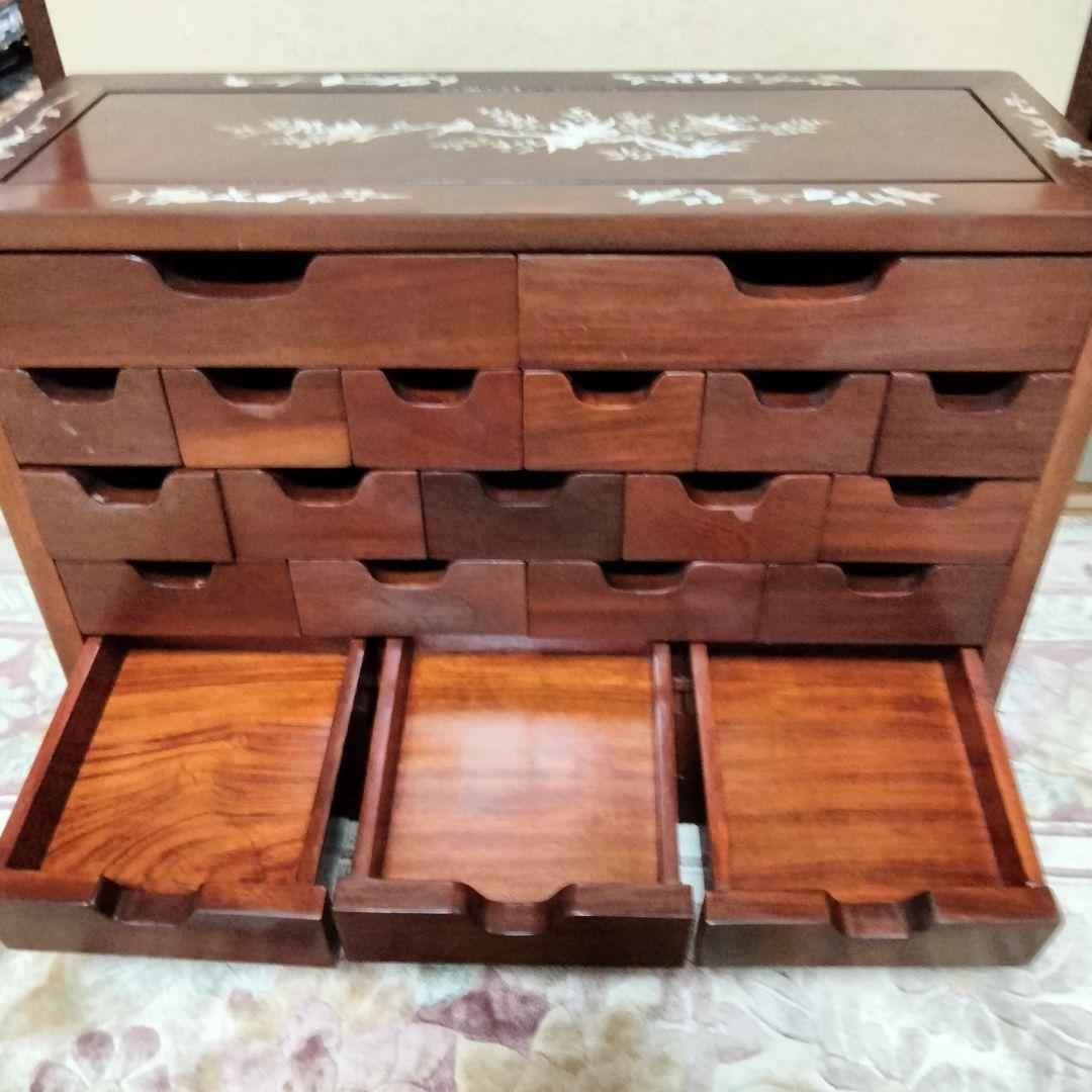 花梨無垢　唐木家具螺鈿細工薬箪笥　アクセサリーケース特価出品