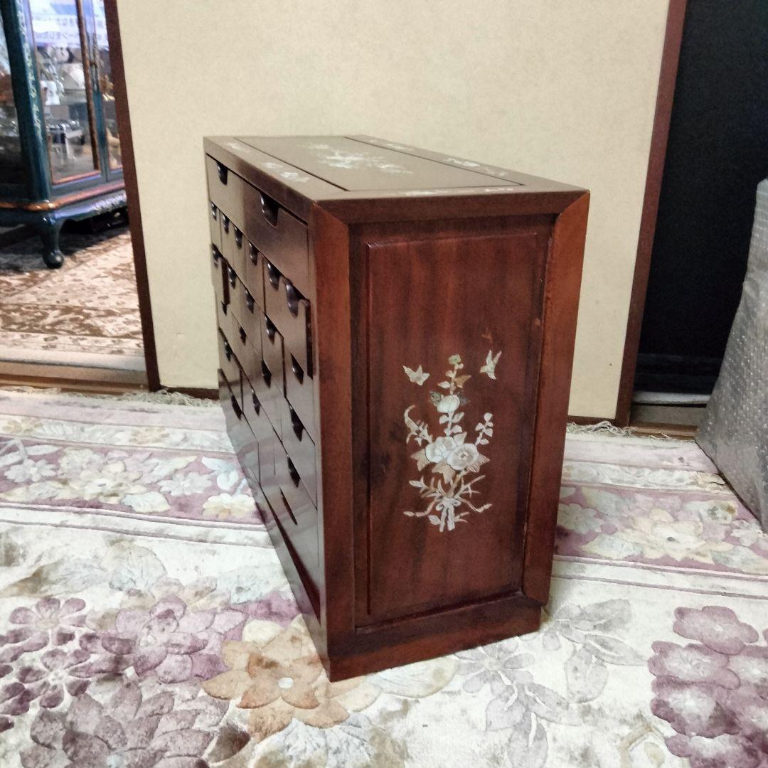 花梨無垢　唐木家具螺鈿細工薬箪笥　アクセサリーケース特価出品