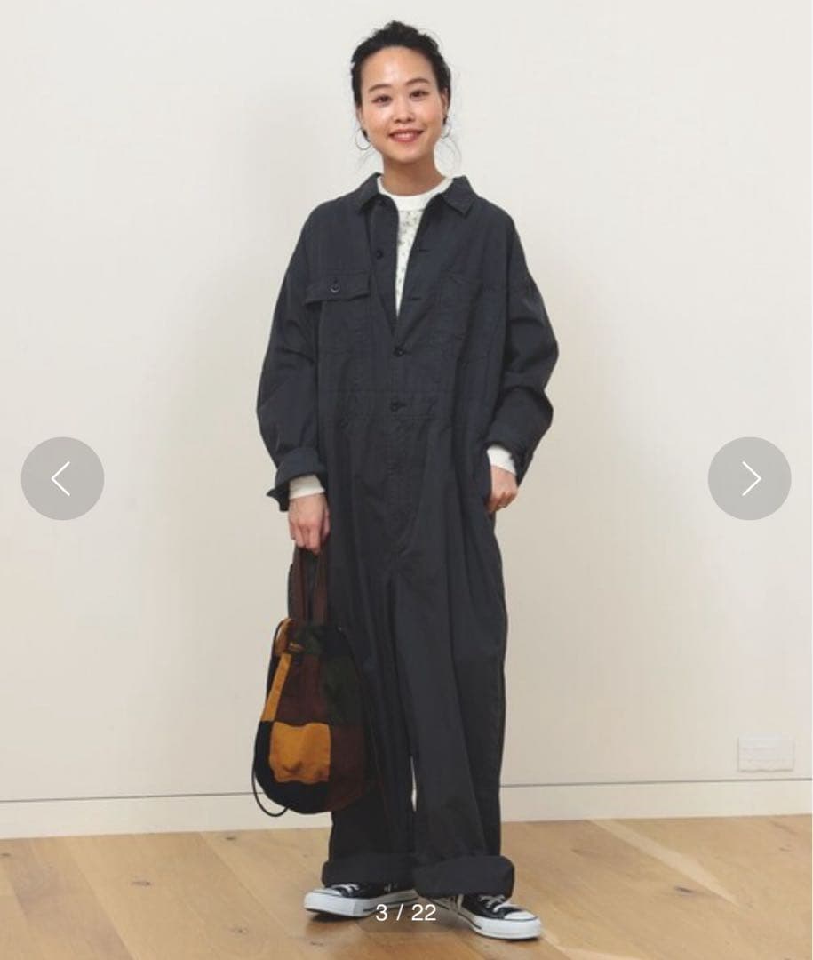 〈BEAMS BOY〉 ビッグ ワーク オールインワン｜ブラック